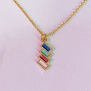 Color Block Style Handmade Gold Necklace